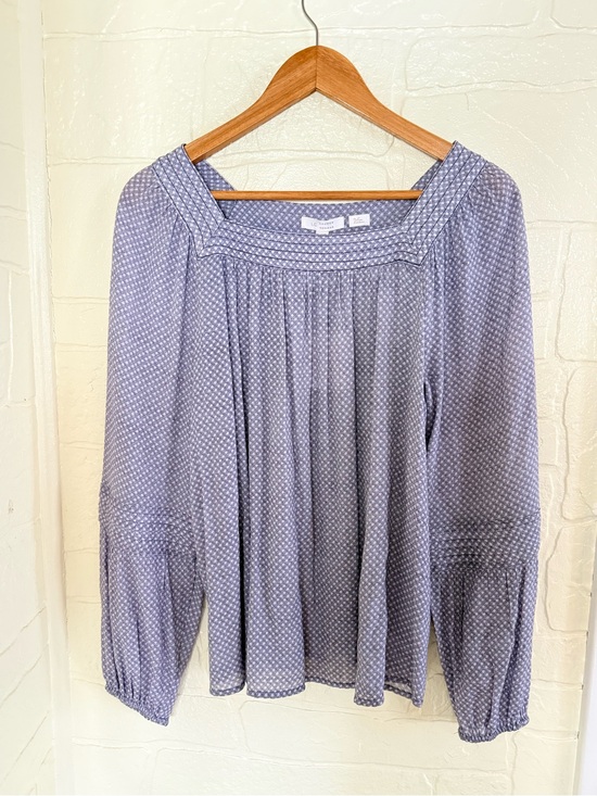 LC Lauren Conrad Tops - Women’s Lauren Conrad Light Blue Square-Neck Pleated Blouse